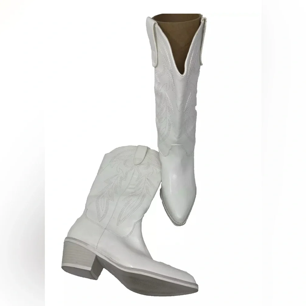 Madden Girl Women's Redford White Cowboy, Western Boots 7.5 Medium M - Picture 3 of 8